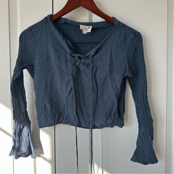 Dry Goods // LA Hearts Long Sleeve Front Lace Cropped Blouse - Picture 2 of 4